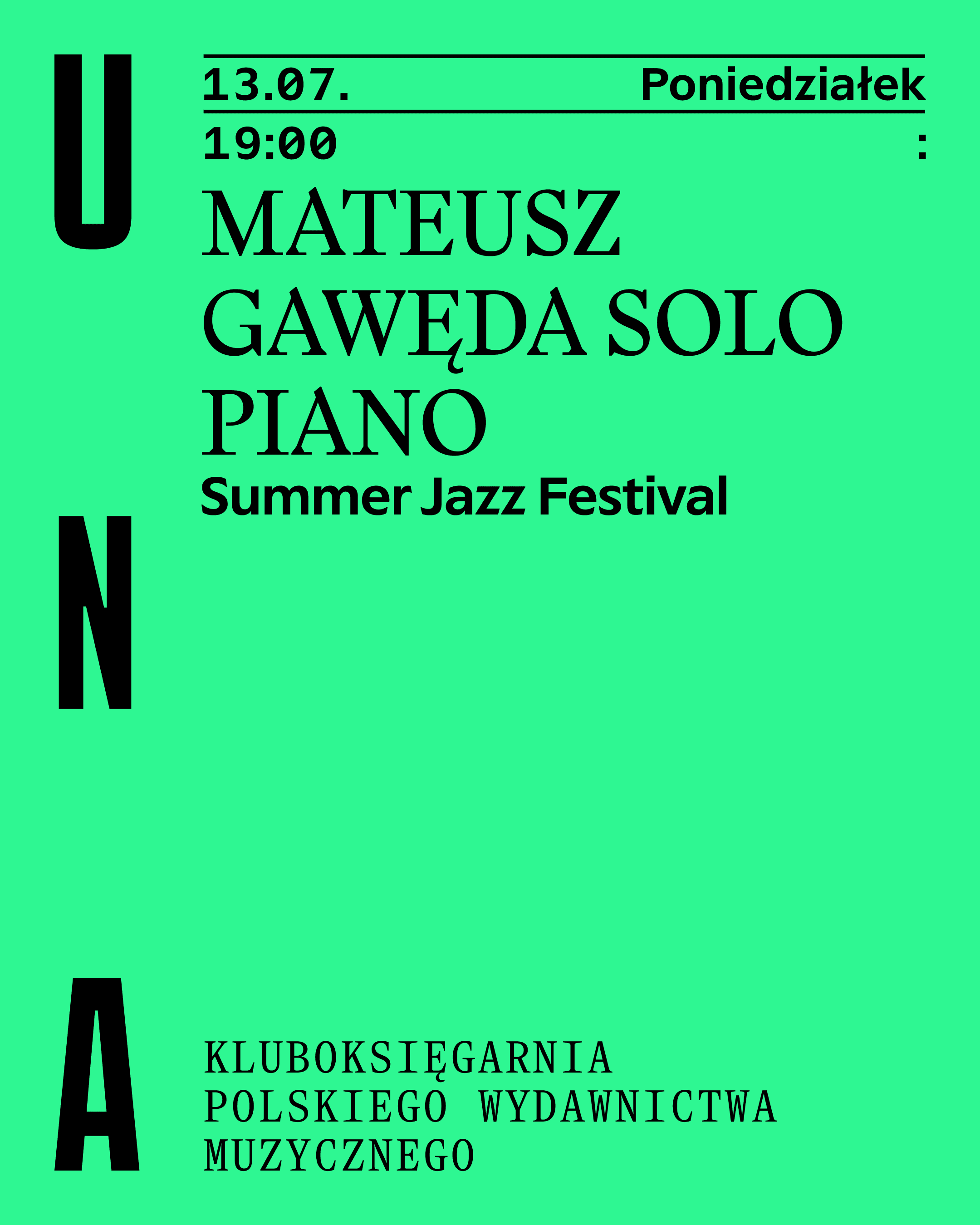Plakat wydarzenia: Mateusz Gawęda Solo Piano